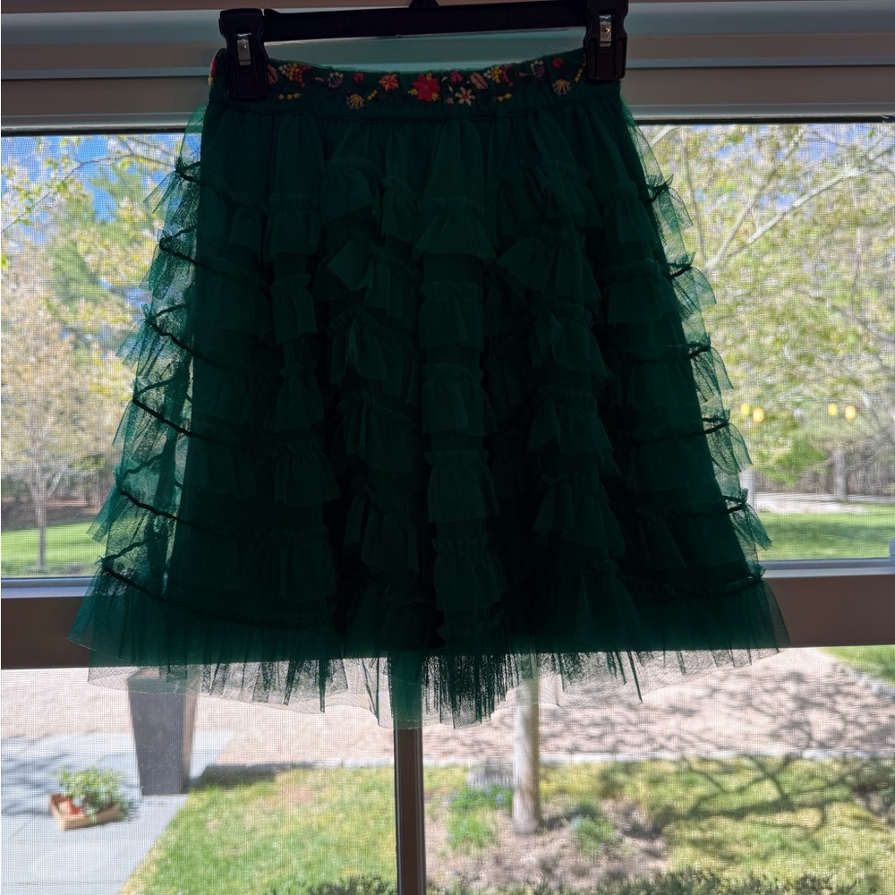 Elegant Green Ruffled Skirt